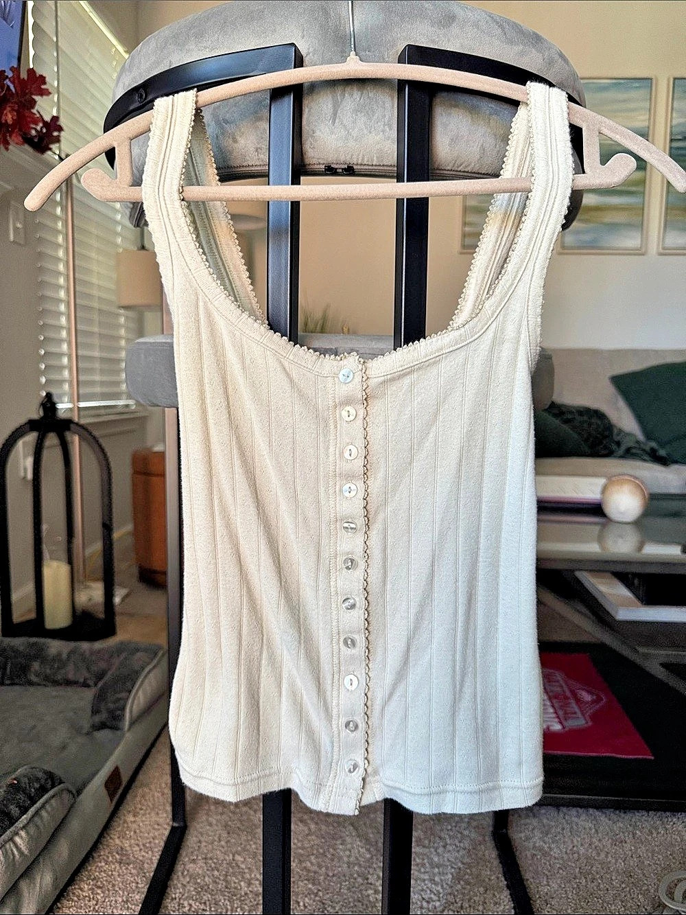 Free People Women'Small Ribbed Button Front Tank Size Small